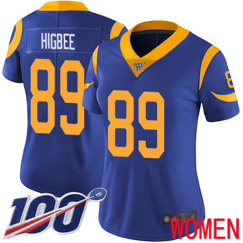 Los Angeles Rams Limited Royal Blue Women Tyler Higbee Alternate Jersey NFL Football #89 100th Season Vapor Untouchable->los angeles rams->NFL Jersey